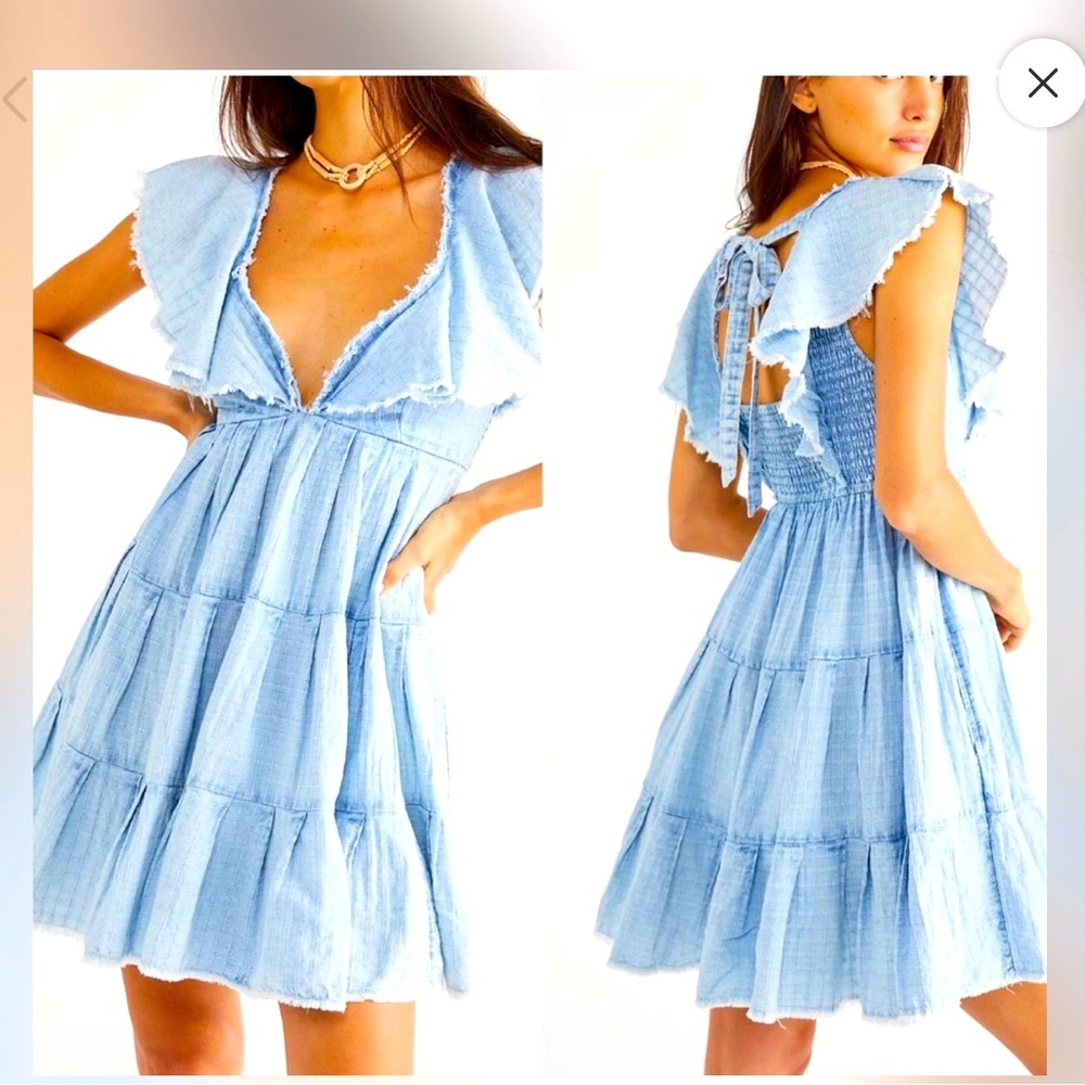 Free People Light Blue Mini Dress